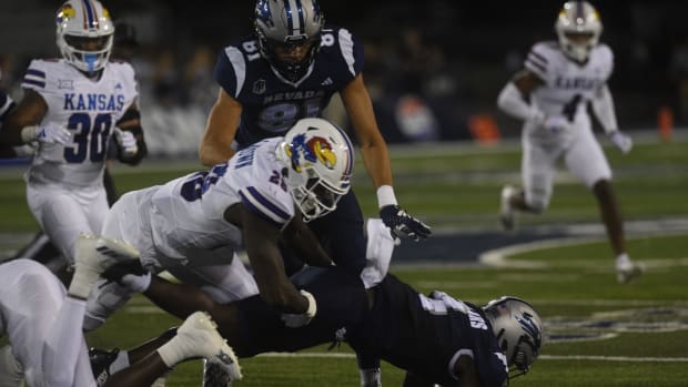 Nevada takes on Kansas at Mackay Stadium in Reno on Sept. 16, 2023.  